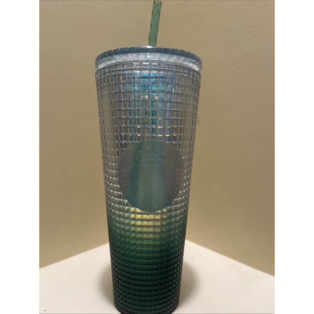 Starbucks Metallic Green Grid Tumbler